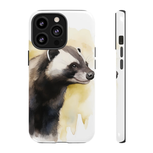 Badger on a Yellow Background - Impact Resistant Phone Case iPhone 13 Pro Glossy
